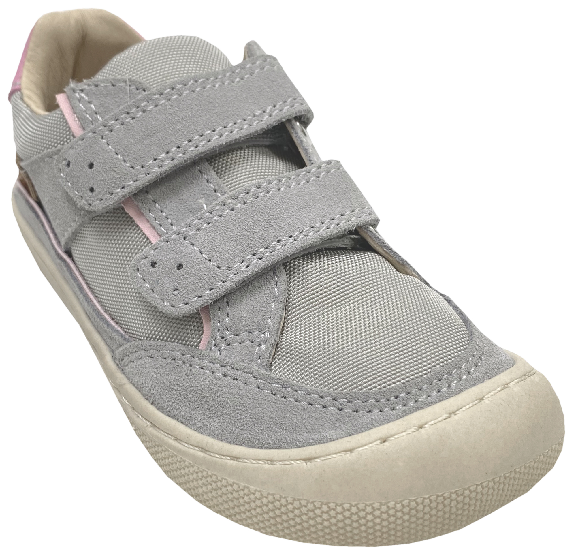 Knautschige Barfußsneaker für schmale / gerade Füße von NATURINO Barefoot *BF.KESY* in Grau / Rosa Pink