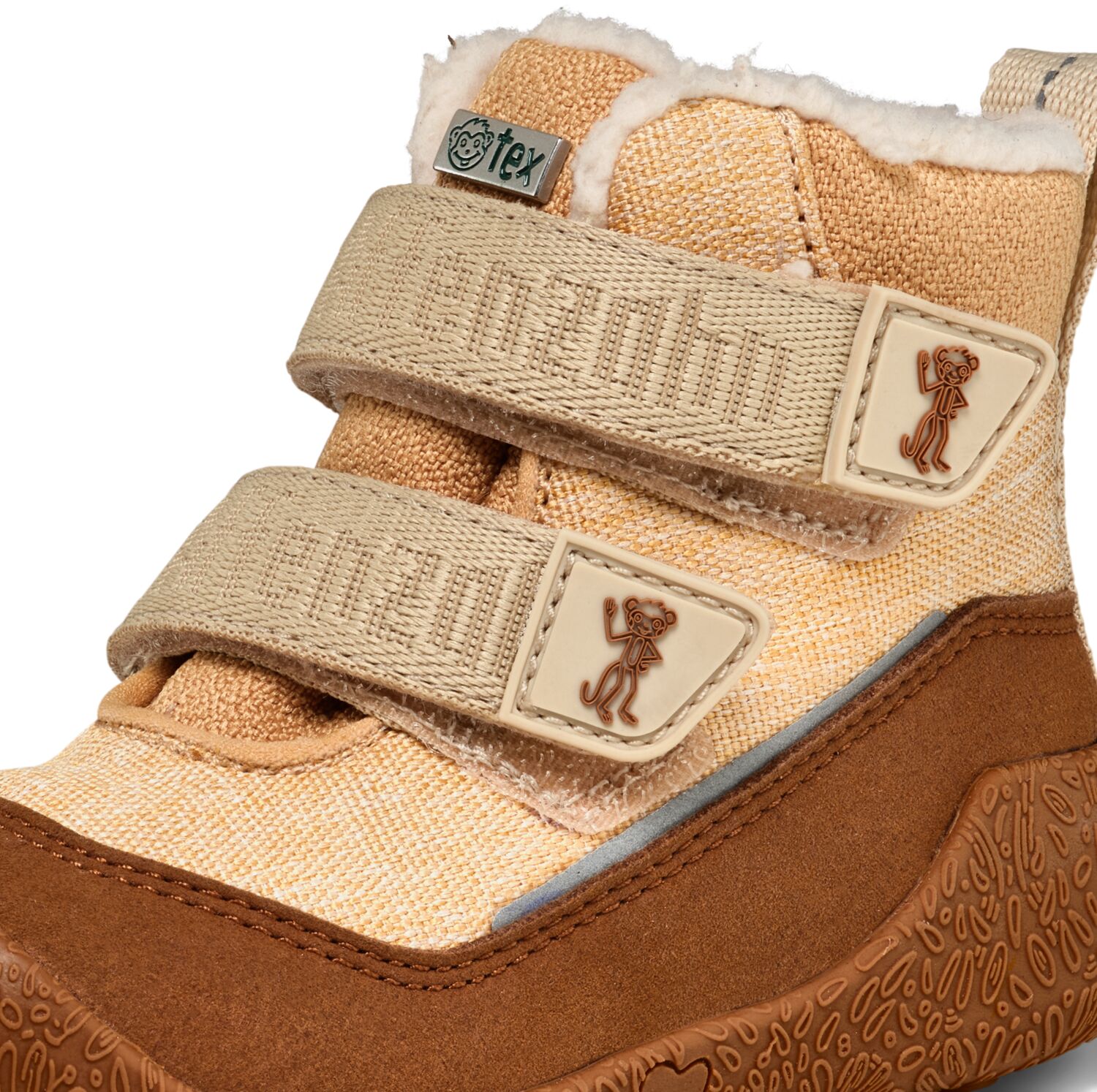 Veganer Midboot  SNUGGY mit Winterfutter von AFFENZAHN in Beige Motiv Affenzahn