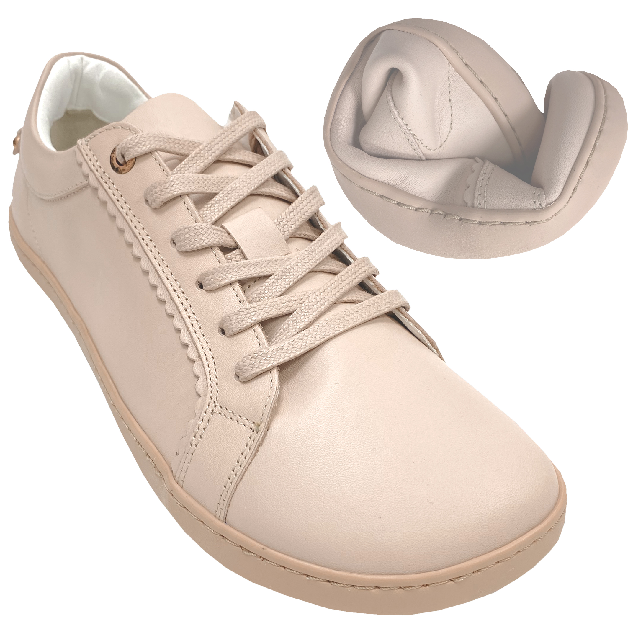 Leder Sneaker / Barfußschuhe in Nude Rose von SHAPEN Barefoot Modell FEELIN Chic Uni