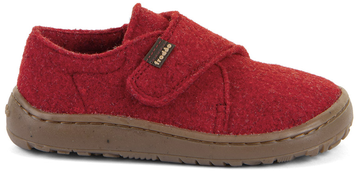 Woll- Hausschuhe mit Klett, in Rot von * Froddo Barefoot* knautschige Minimalsohle G1700420