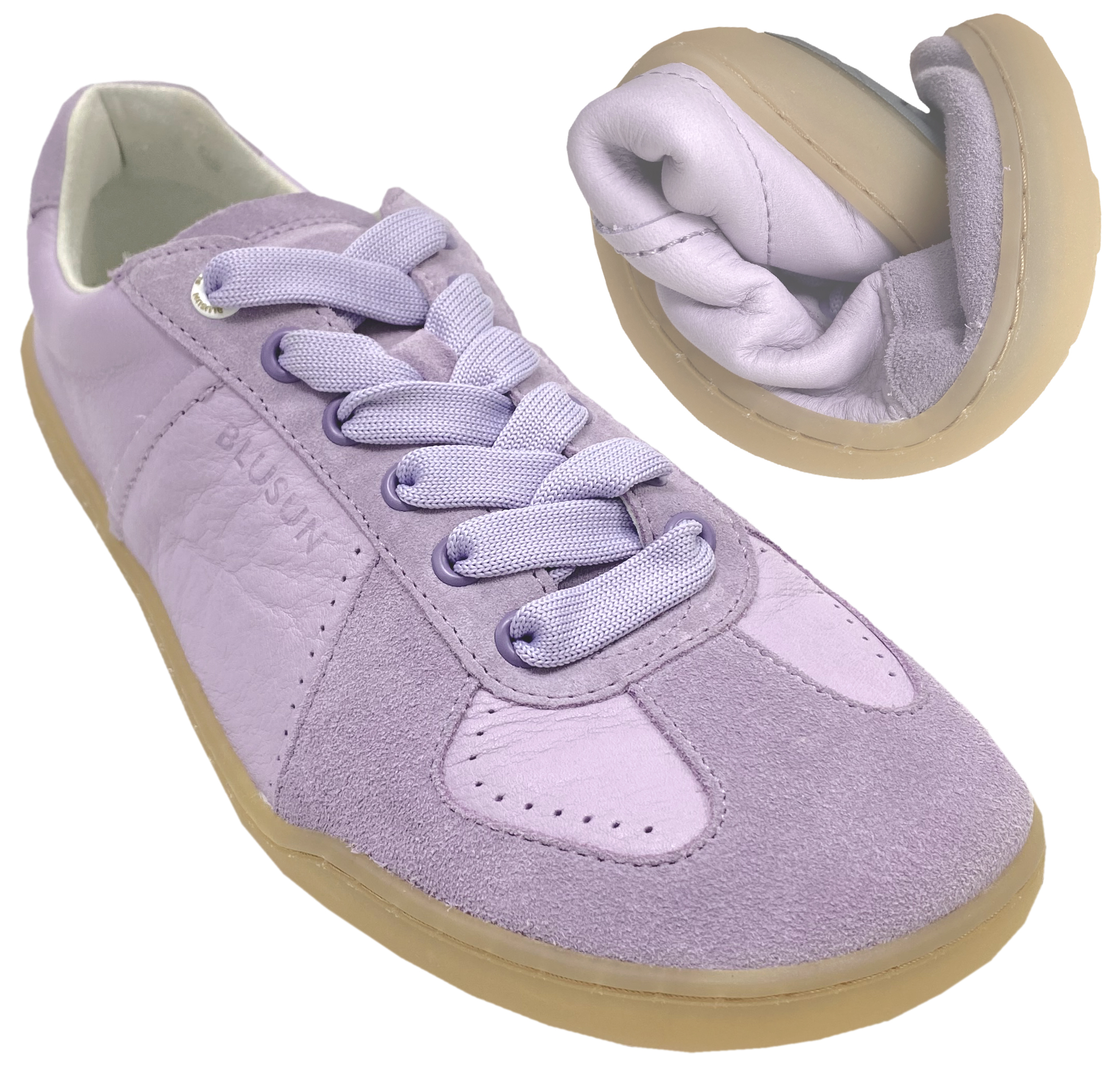 Schicker Barfuß Sneaker in hellem Flieder / Lila von BLUSUN aus weichem Leder BLSN-200 Lilac