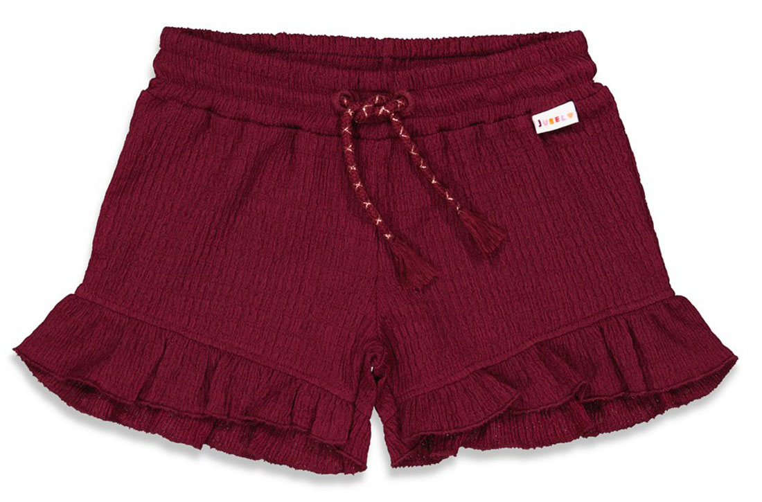 Luftig leichte Shorts in Bordeaux mit Crinkle Effekt von JUBEL  " Birds of Paradise " 0081