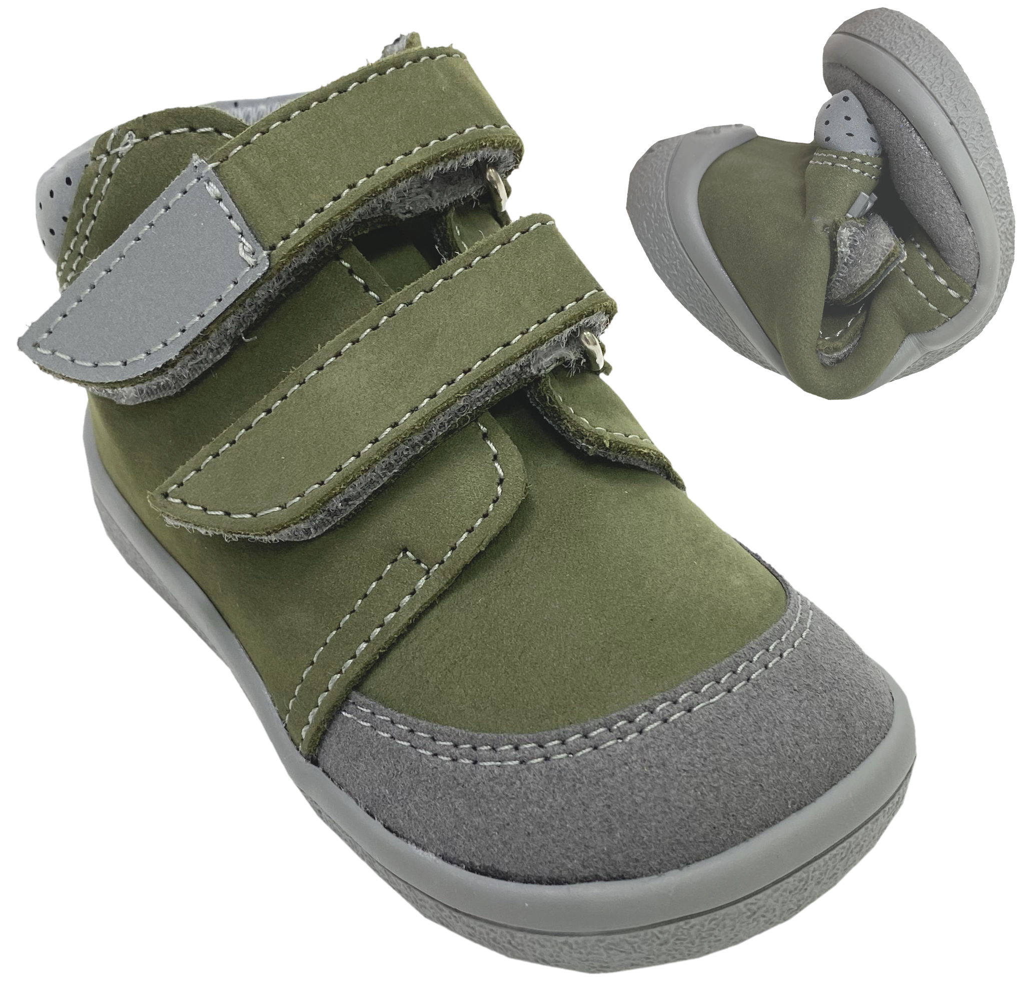 Barfußschuhe /Halbschuhe Klett + TEX *TE POR* Membran, Nubuk Leder von BEDA Modell NICK V2