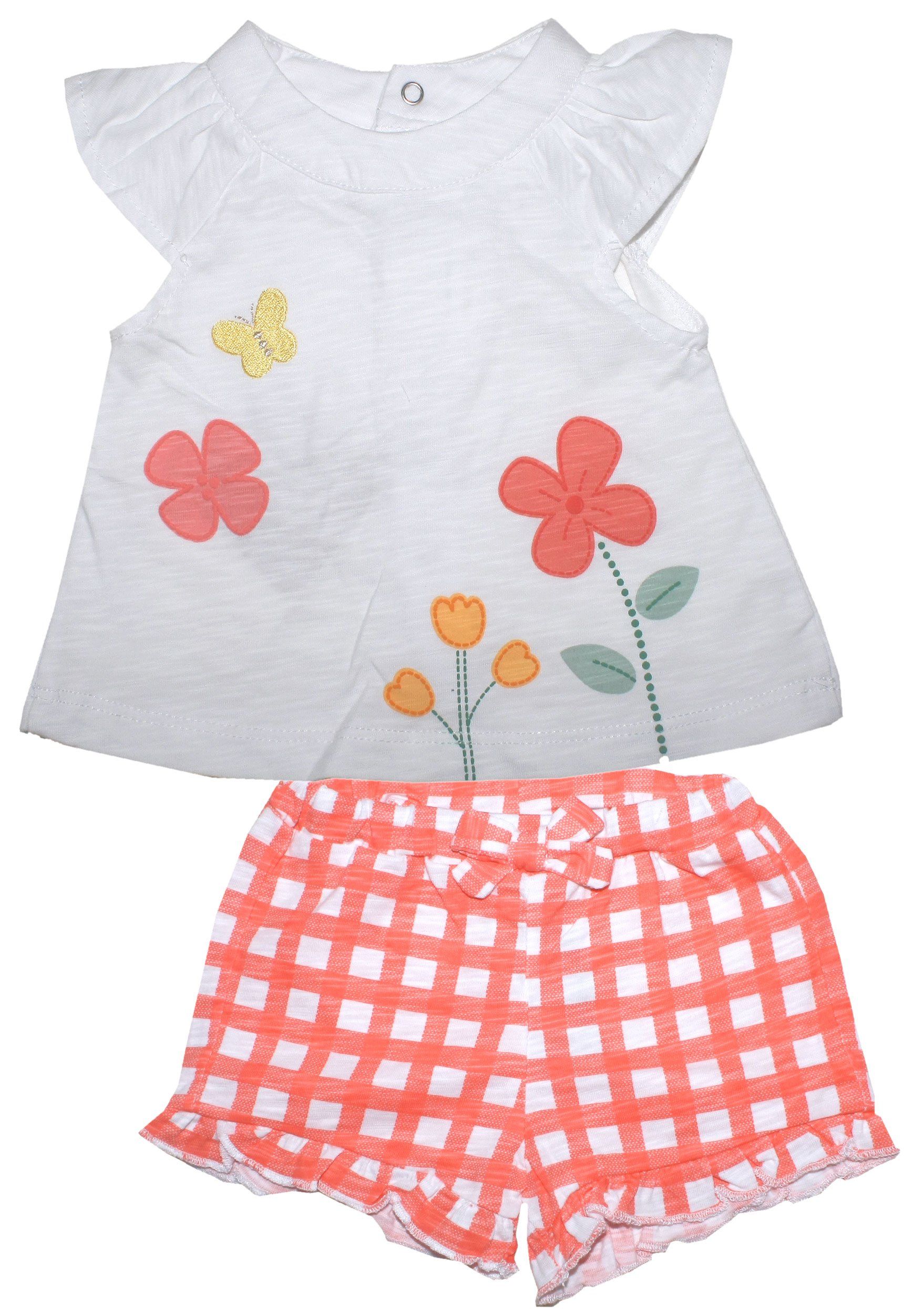 Sommerset für Baby Girl in Weiß mit Blümchen Muster Tunika Kurzarm + Shorts von MAYORAL 1626