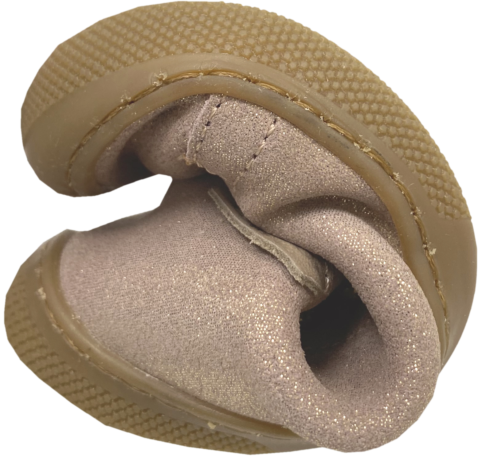 Knautschig weiche Barfußschuhe aus Leder, Schnürer + Zip NATURINO Barefoot *AMUR in Rose Gold Glitzer *