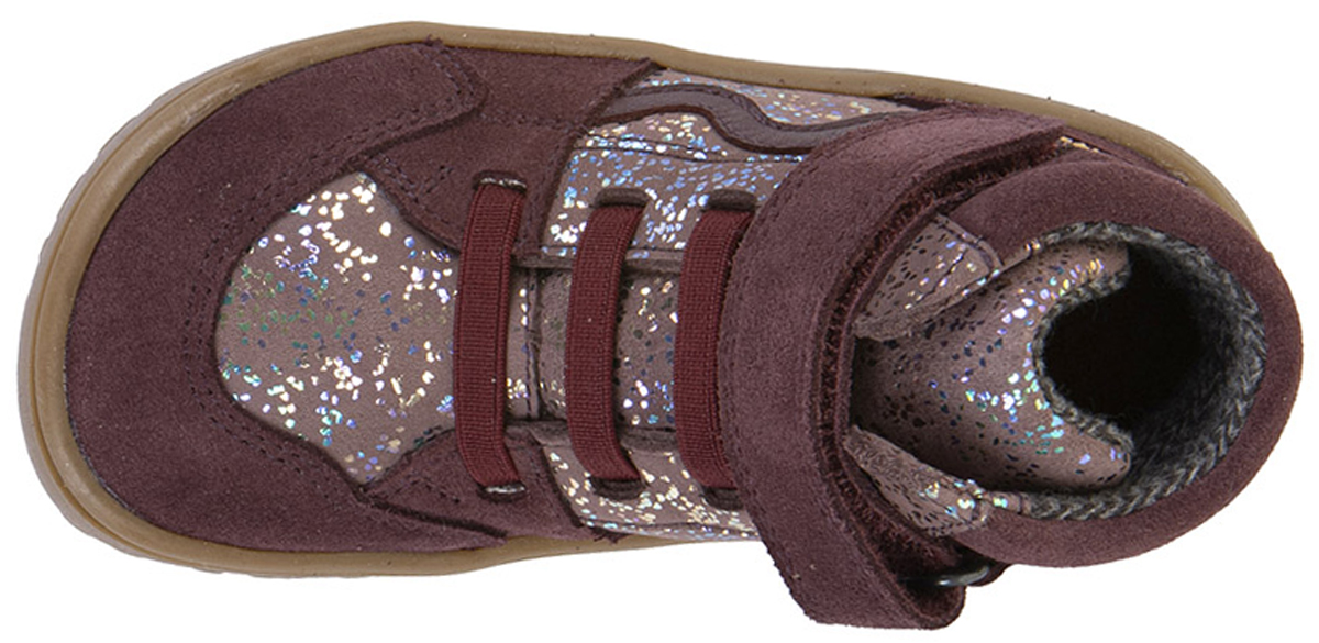 Halbhohe Barfußschuhe, TEX Membran & Textil Futter FRODDO *Barefoot TEX Go * Bordeaux Glitzer G3110265