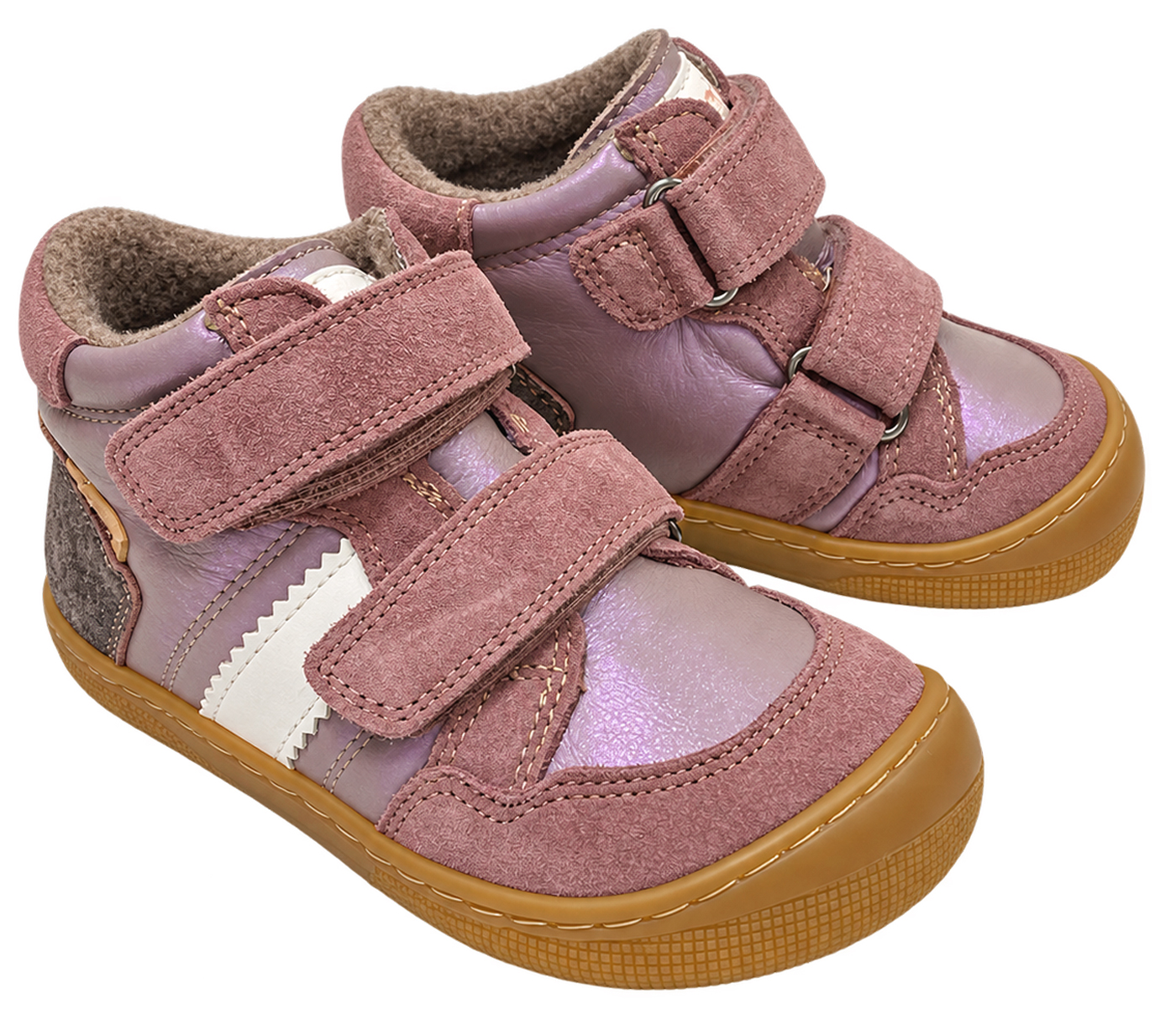 Leder Barfußschuhe Wollfleece Futter + TEX v. KOEL Barefoot *DOURO TEX * Old Pink / Altrose Glitzer 07T063.153