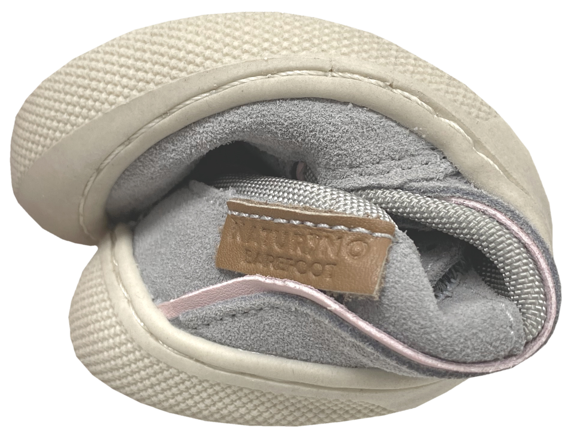 Knautschige Barfußsneaker für schmale / gerade Füße von NATURINO Barefoot *BF.KESY* in Grau / Rosa Pink