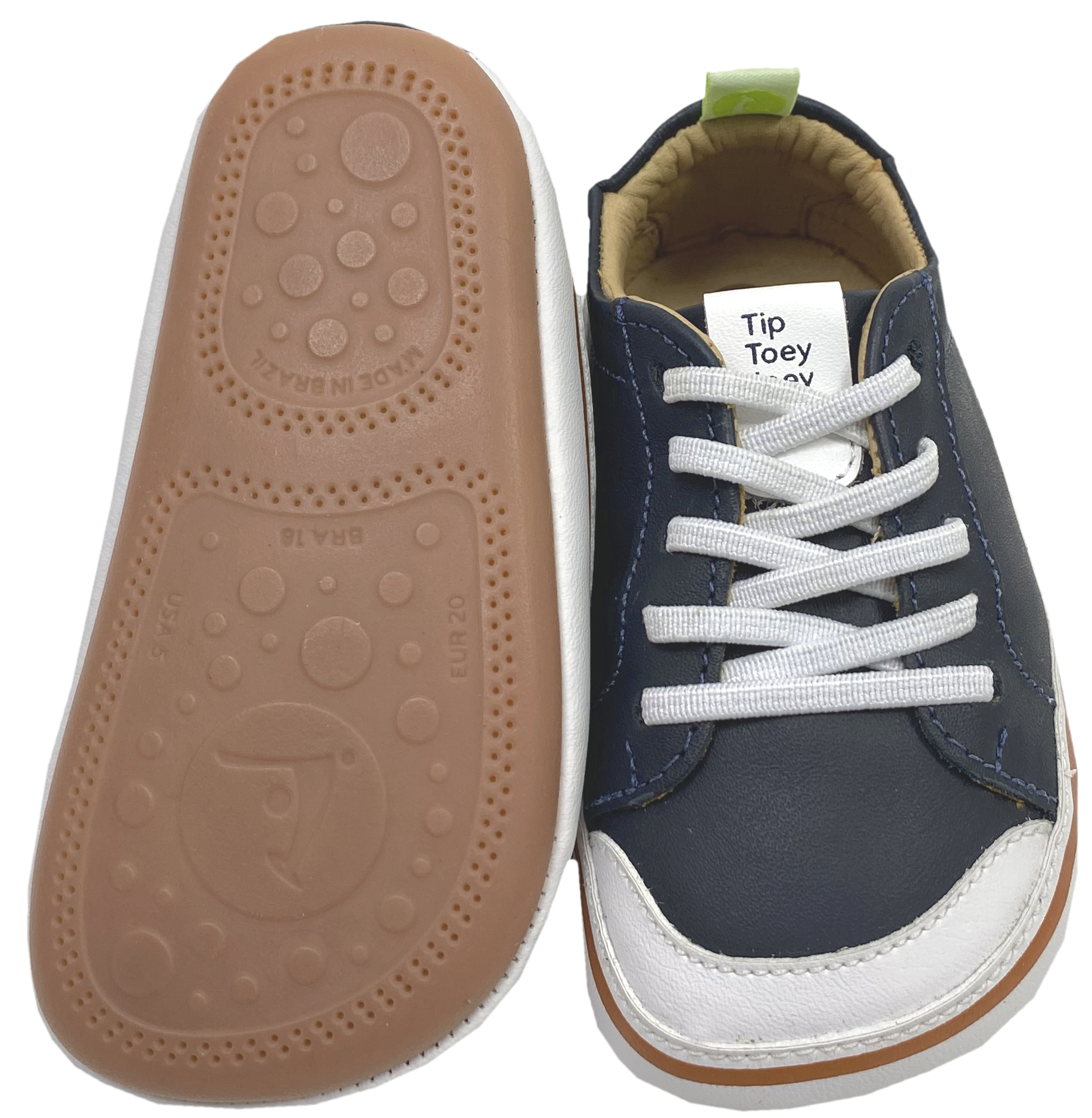Knautschiger Lederschuh mit Minimalsohle aus Gummi Barfußsneaker *FUNKY* Navy von TIP TOEY JOEY