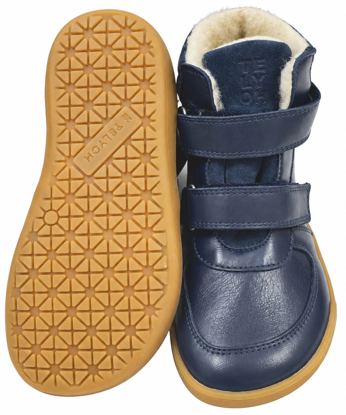 Vollleder Winterstiefel, Schurwollfutter + TEX Membran von TELYOH Barefoot Runner in Navy 1211
