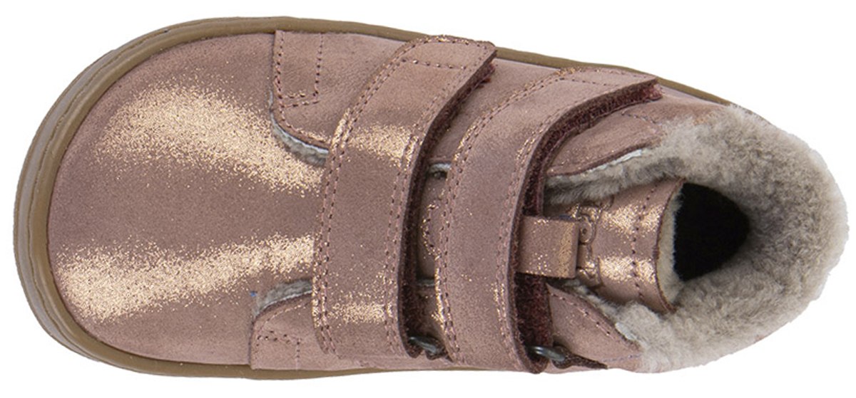 Lammfell gefütterte Lederschuhe Barfußschuhe von FRODDO Barefoot UP Furry in Pink Gold Glitzer G3110287