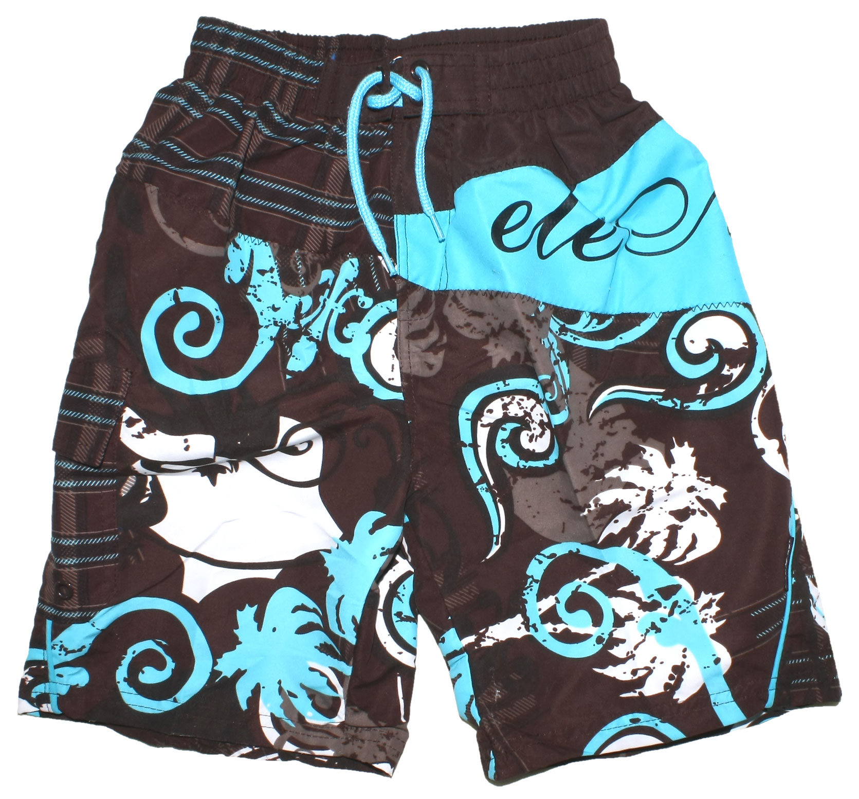 Badeshorts / Boardshorts längere Form / Knielang in Braun / Türkis für Boys von EleMar 8-415-14