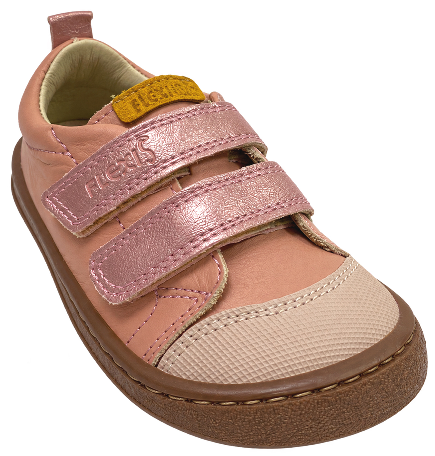 Leder Sneaker / Barfußschuhe von FLEXI NENS in Rosa Nude / Apricot Glitzer 9000-R