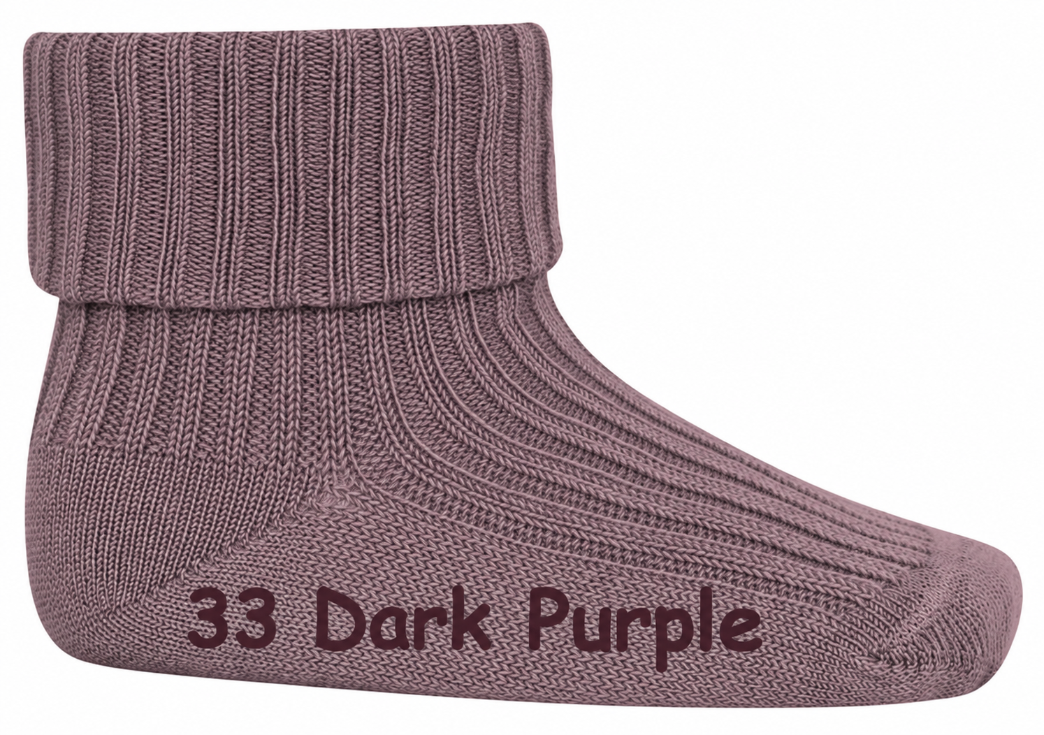 Wollsocke mit Umschlagbund aus Superwasch Soft Merino Wolle Artikel 589 in 33 Dark Purple / Mauve