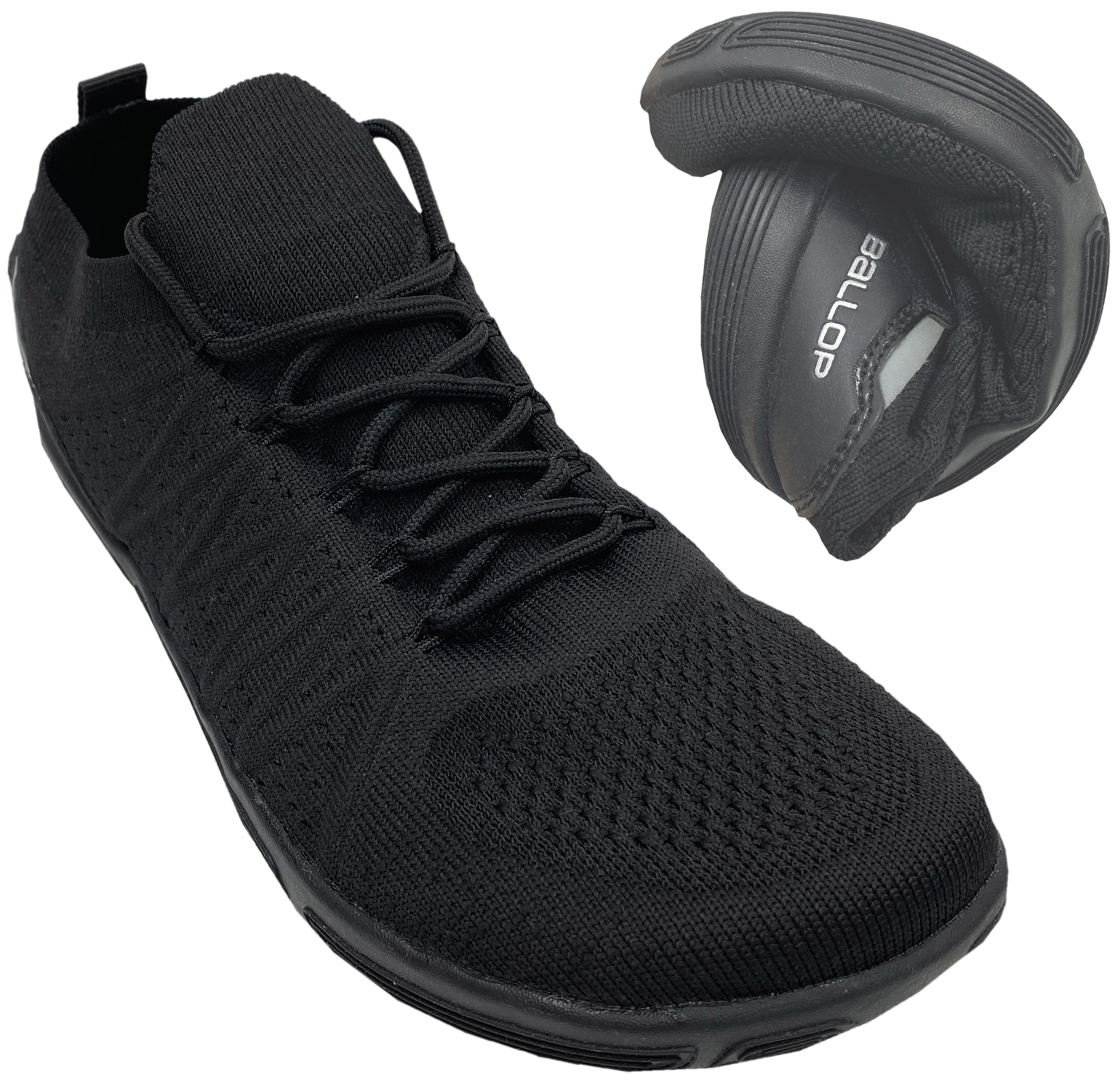 Leichte Schlupfschuhe / Barfußschuhe aus Strickgewebe von BALLOP Modell MOVEL in Schwarz