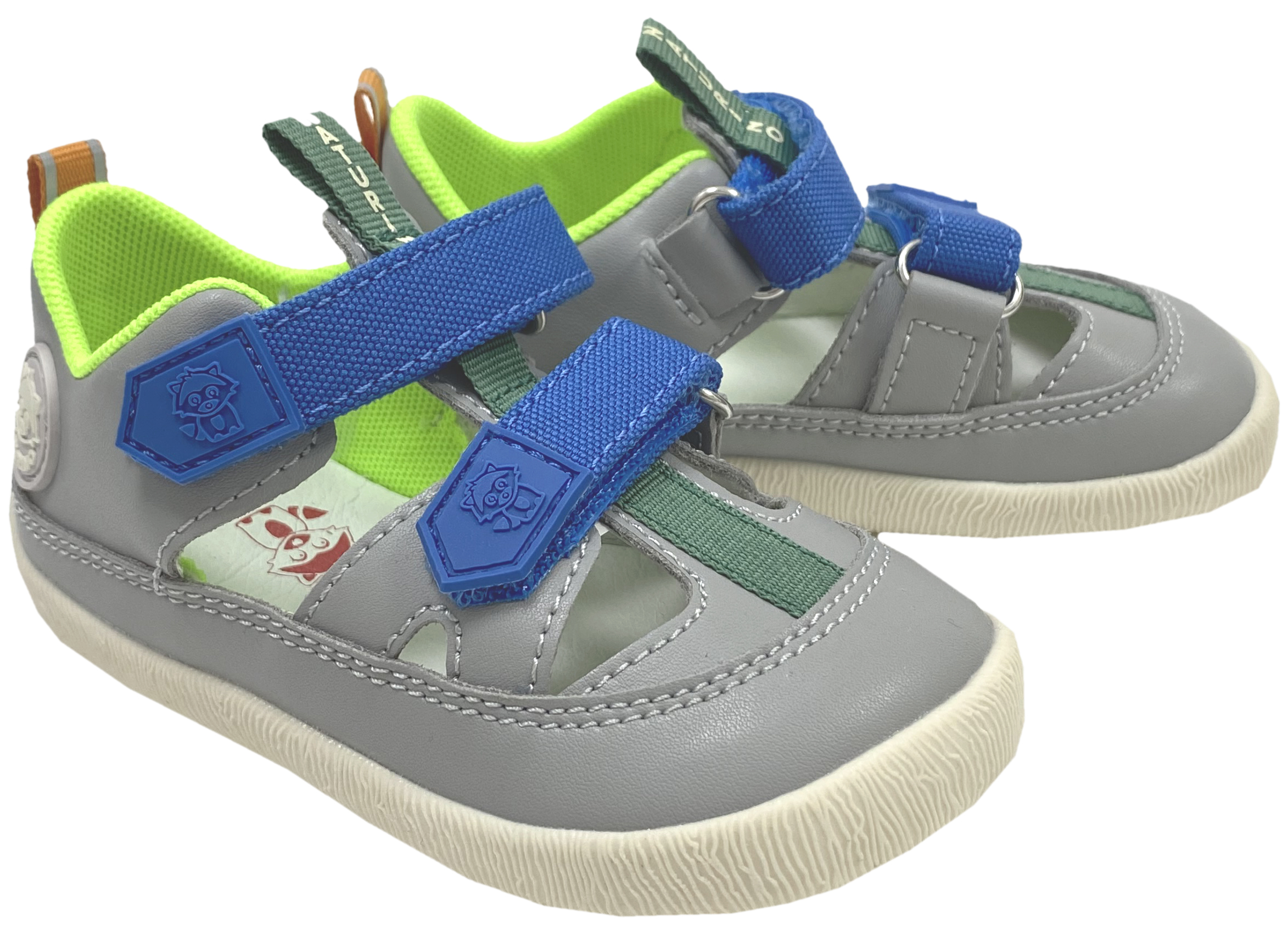 Leder Halbsandale / Barfußschuhe von NATURINO Barefoot Modell GIOMMY in Grau / Kobalt