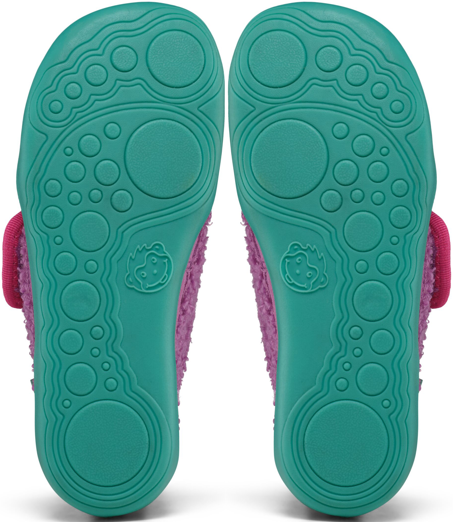 Veganer Hausschuh / Minimalschuhe aus recyceltem Fleece von AFFENZAHN * Eule in Lila / Pink *