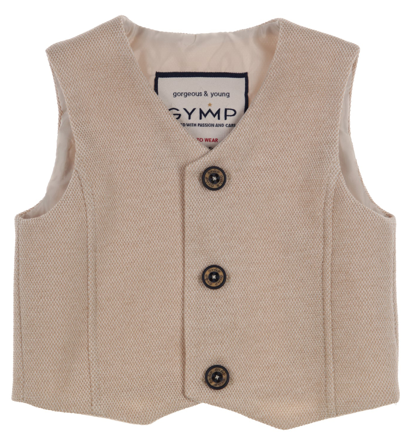 Anzug Weste in Beige mit Taftfutter & edlen Logo geprägten Knöpfen von GYMP 2159-20