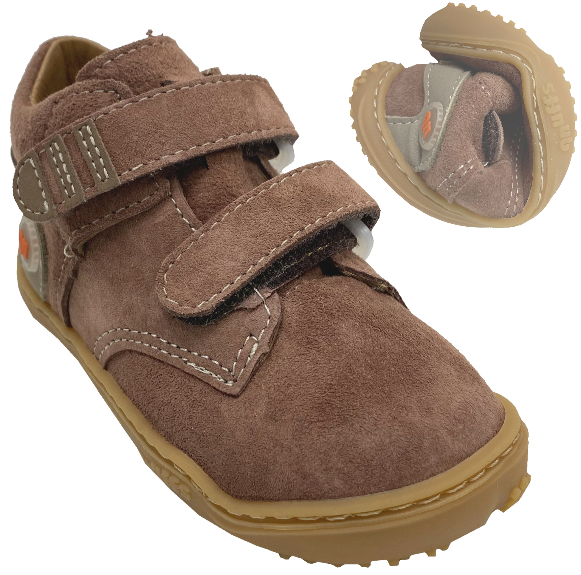Knöchelhoher Leder Barfußschuh Kaltfutter von QNUFFS by Ricosta *BUCHE * in Mousse/ Tundra 0010132