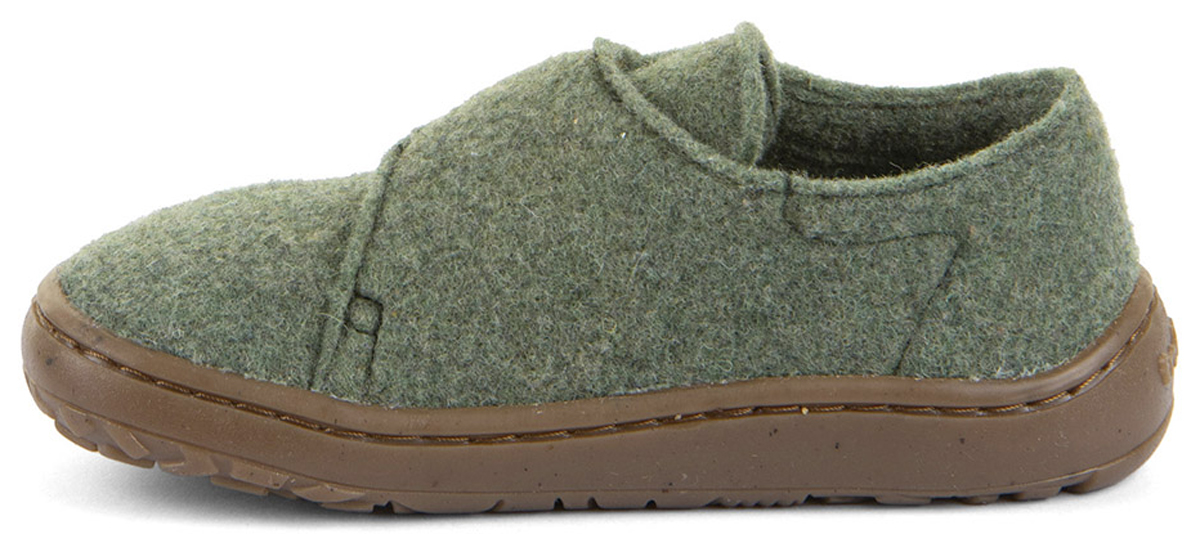 Woll- Hausschuhe mit Klett, in Grün von * Froddo Barefoot* knautschige Minimalsohle G1700420