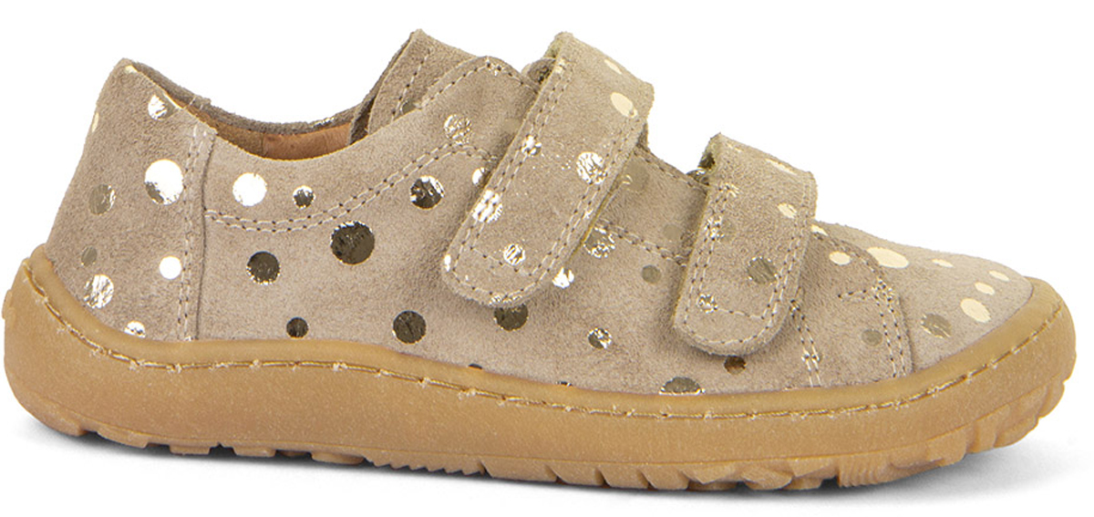 Flexible Leder Sneaker in Beige mit Glitzer * Barefoot Basic * von FRODDO G3130240
