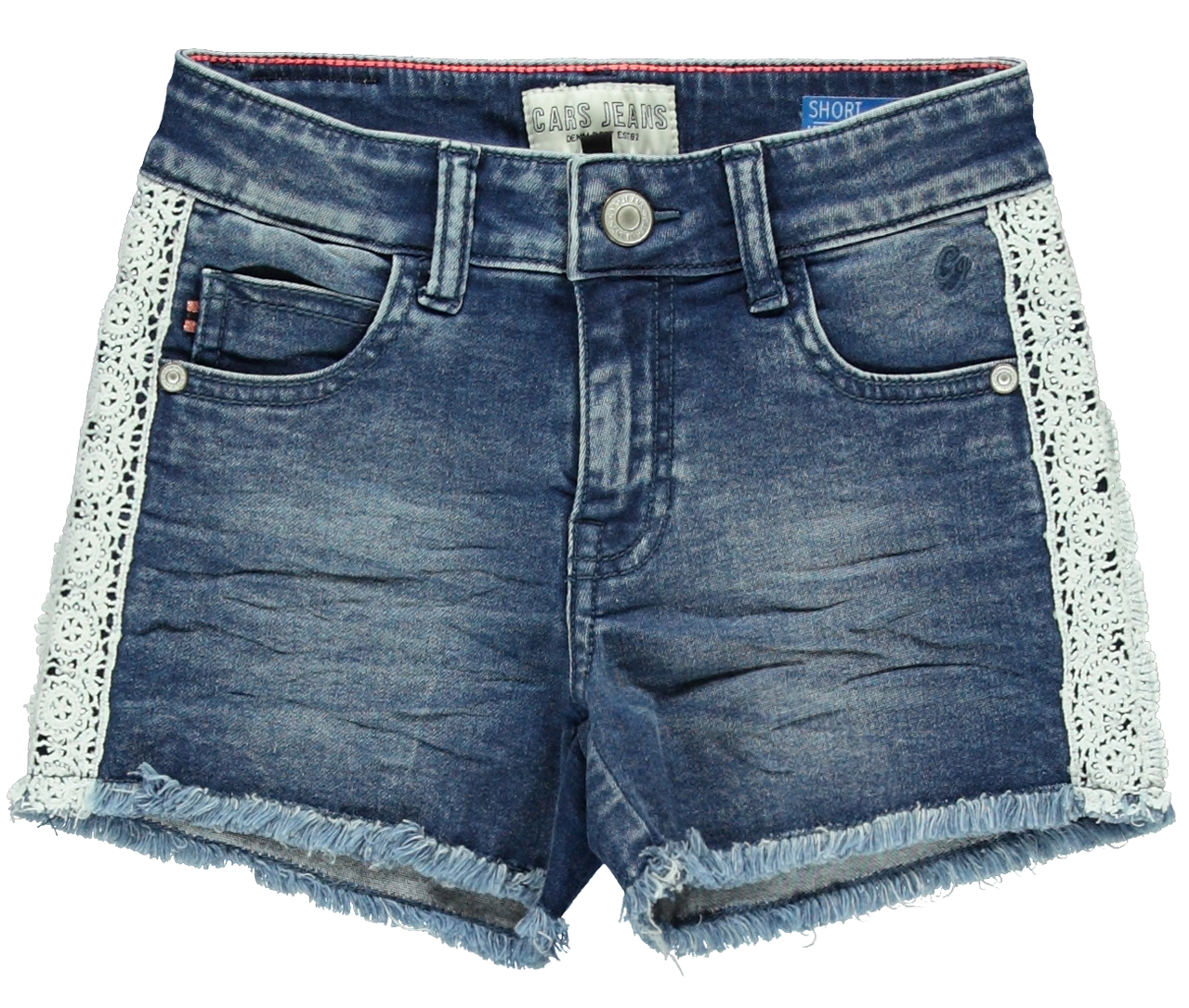 Super Stretch Hot Pants in Stoned Used mi offenen Kanten und Spitzenbesatz von CARS JEANS 3601706