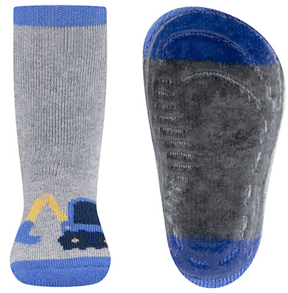 Stoppersocken aus BW Vollfrottee Softstep Sohle v. EWERS Grau  / Violett Bagger 221391