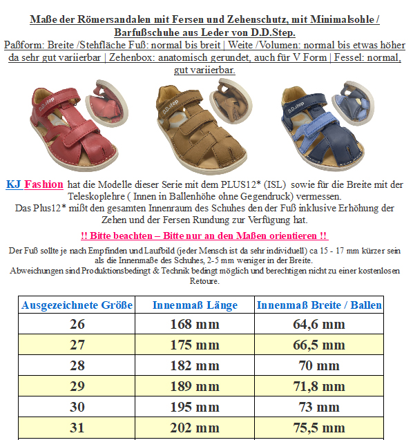 Riemchensandale / Barfuß Halbsandale aus Leder in Matt Rot Zehen & Fersenschutz von D.D.Step Barefoot