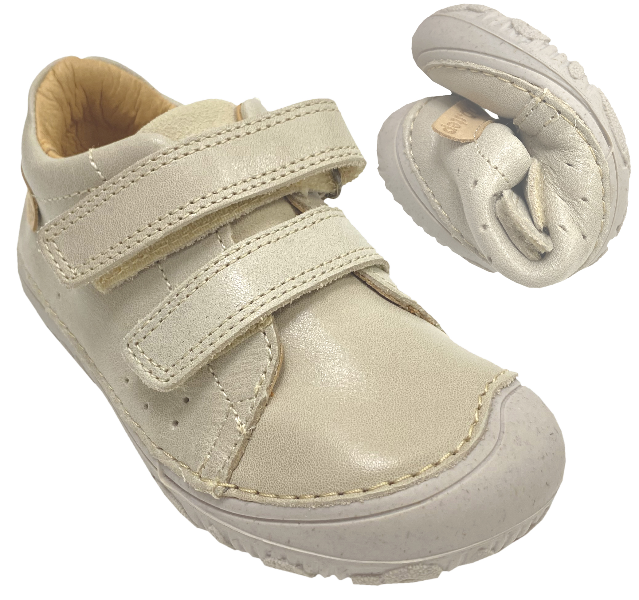 Knautschig weiche Halbschuhe aus Leder mit Minimalsohle in Cream / Beige von D.D.Step Barefoot 61950