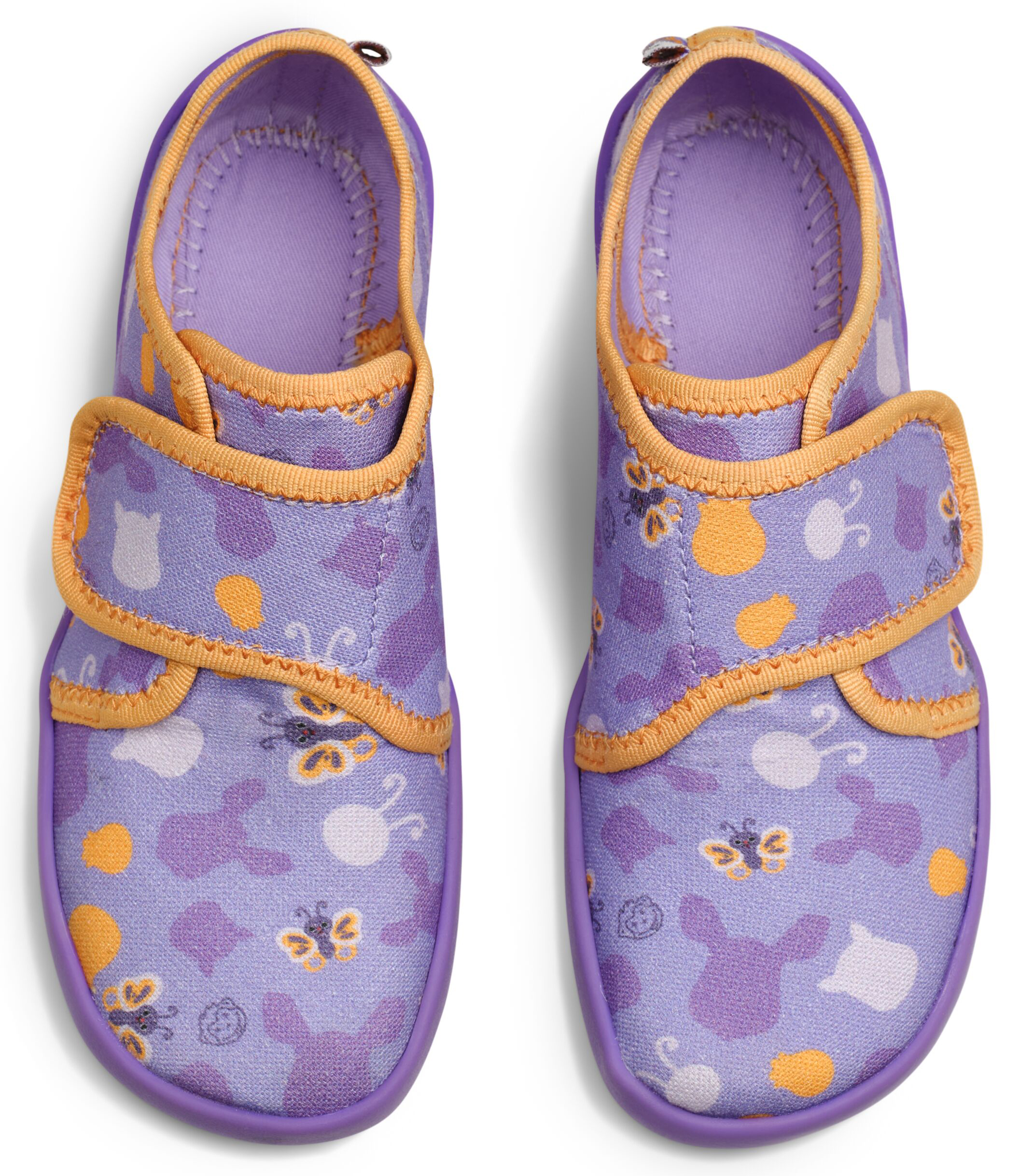 Leichte & flexible Hausschuhe * Cotton MOVY * mit Klett von AFFENZAHN Butterfly in Purple