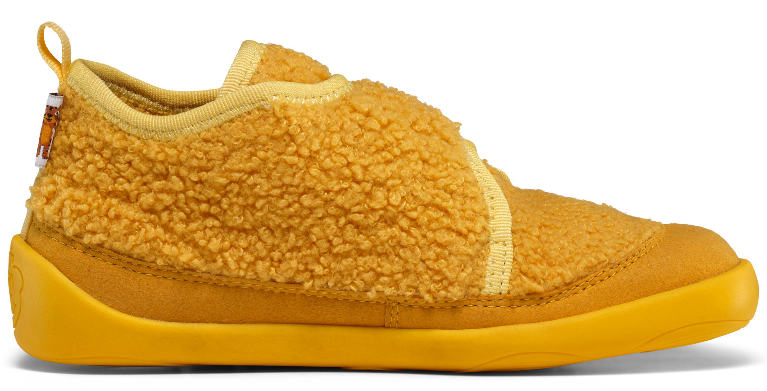 Veganer Hausschuh / Minimalschuhe aus recyceltem Fleece von AFFENZAHN * TIGER in Gelb *