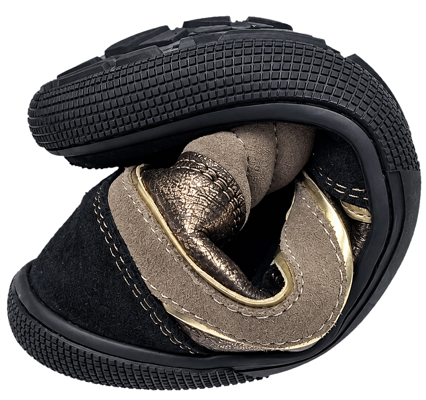 High Top Sneaker DANISH Fantasy KOEL Barefoot in Schwarz / Gold Glitzer Zipper & Schnürung 08M028.001