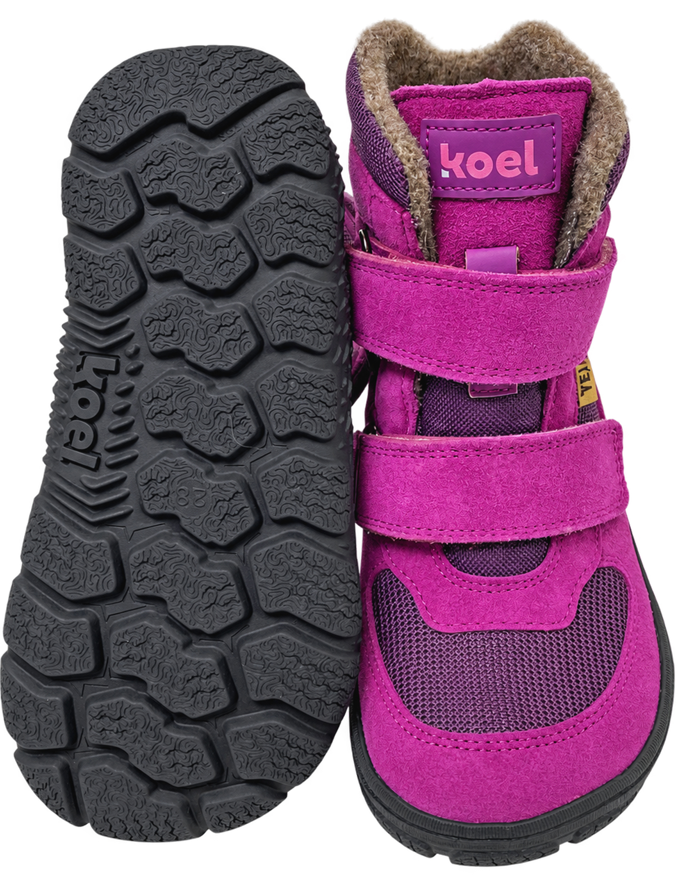 Trekking Stiefel mit Schurwollfutter / Waldkita von KOEL Barefoot * RYN Wool * Lavendel/Pink 34T014.302