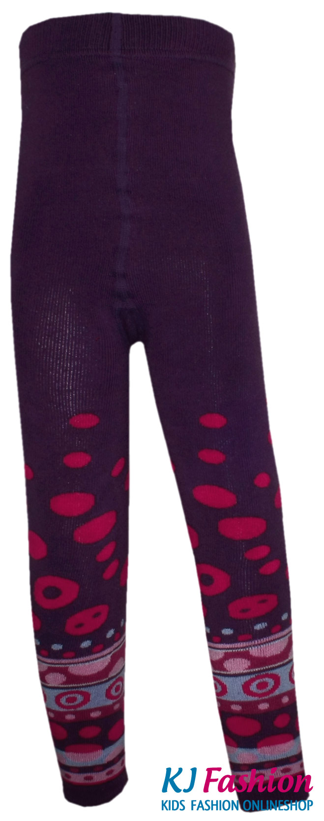 Thermo Leggings aus BW Vollfrottee in  Dunklem Pflaume mit bunten Kreisen von MAXIMO 159200