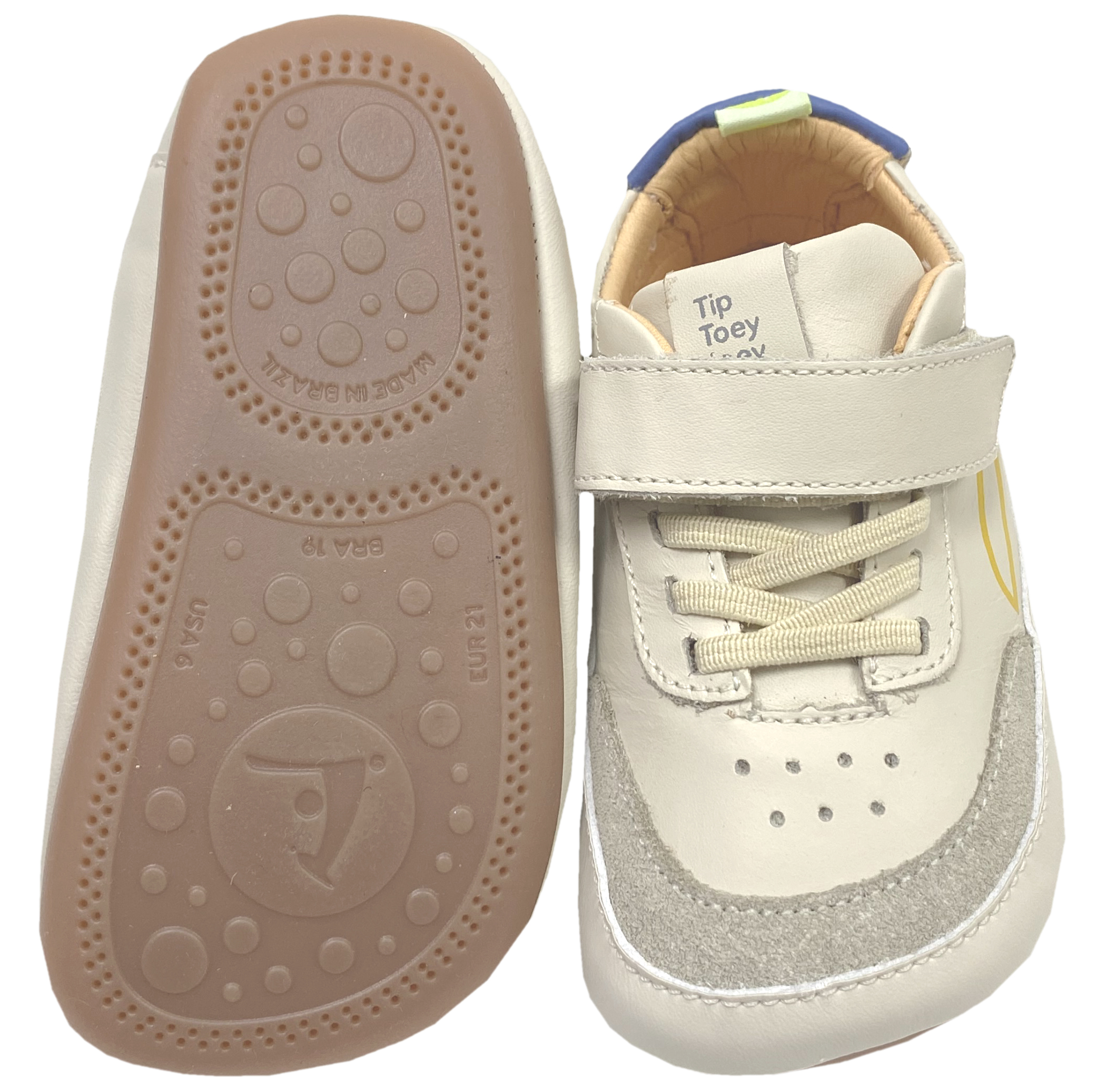 Knautschiger Lederschuh mit Minimalsohle Barfußsneaker *OUTLINE* Beige / Bunt von TIP TOEY JOEY