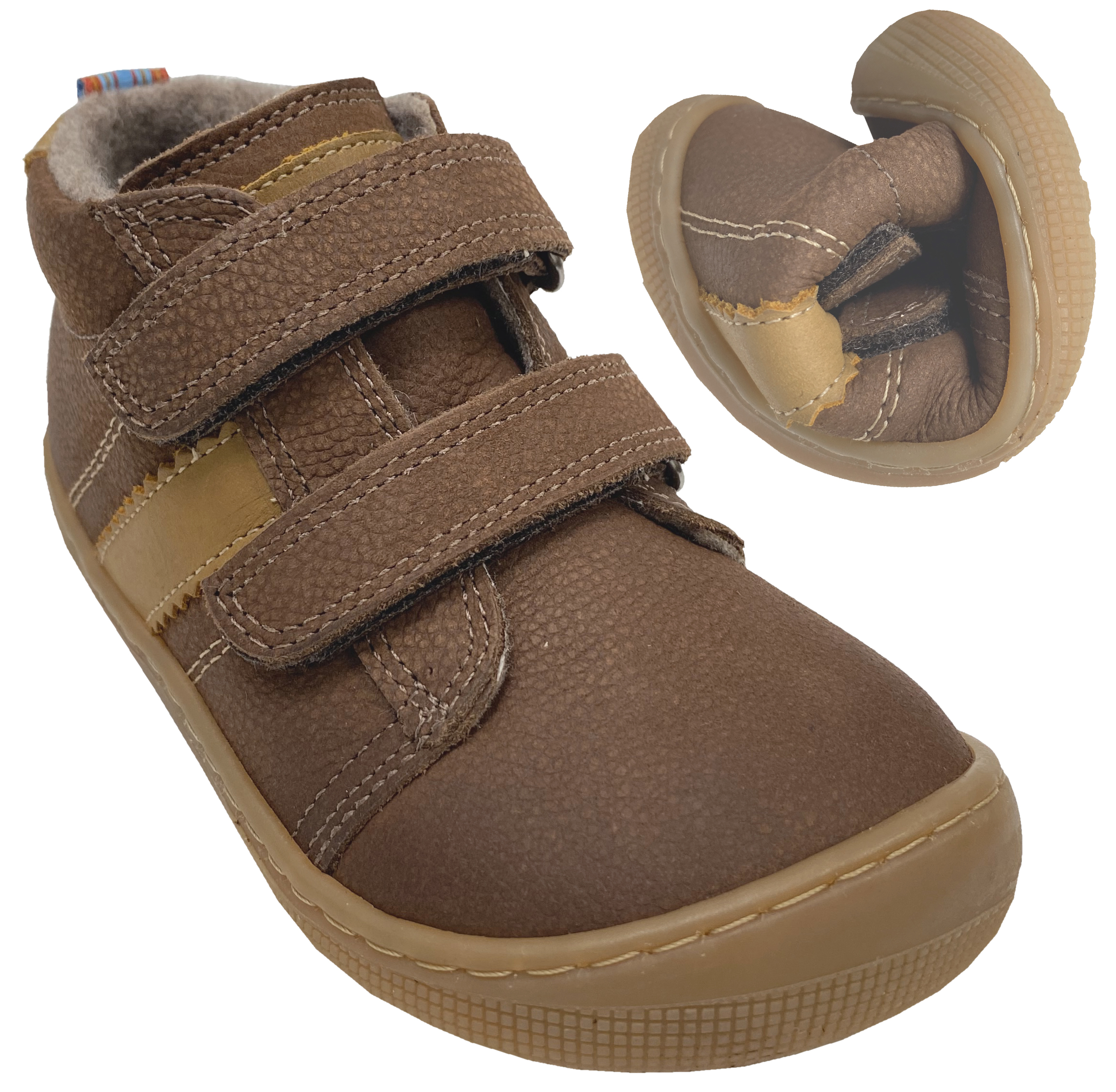 Hydroleder Barfußschuhe mit Wollfutter * DAVID 3.0 Wool * in DK Brown / Hellbraun von KOEL 07M070.233