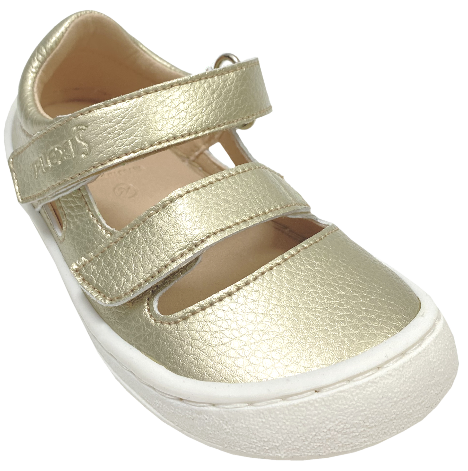 Vegane Halbsandale / Barfußschuhe in Gold Schimmer  von FLEXI Nens Doppelklett 42993