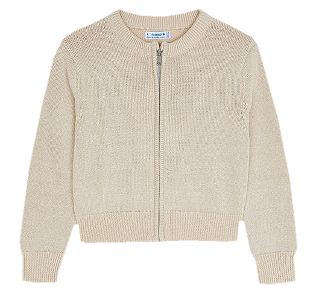 Strickjacke aus Gold glitzerndem Feinstrick mit Reißverschluß von MAYORAL Kids  4382