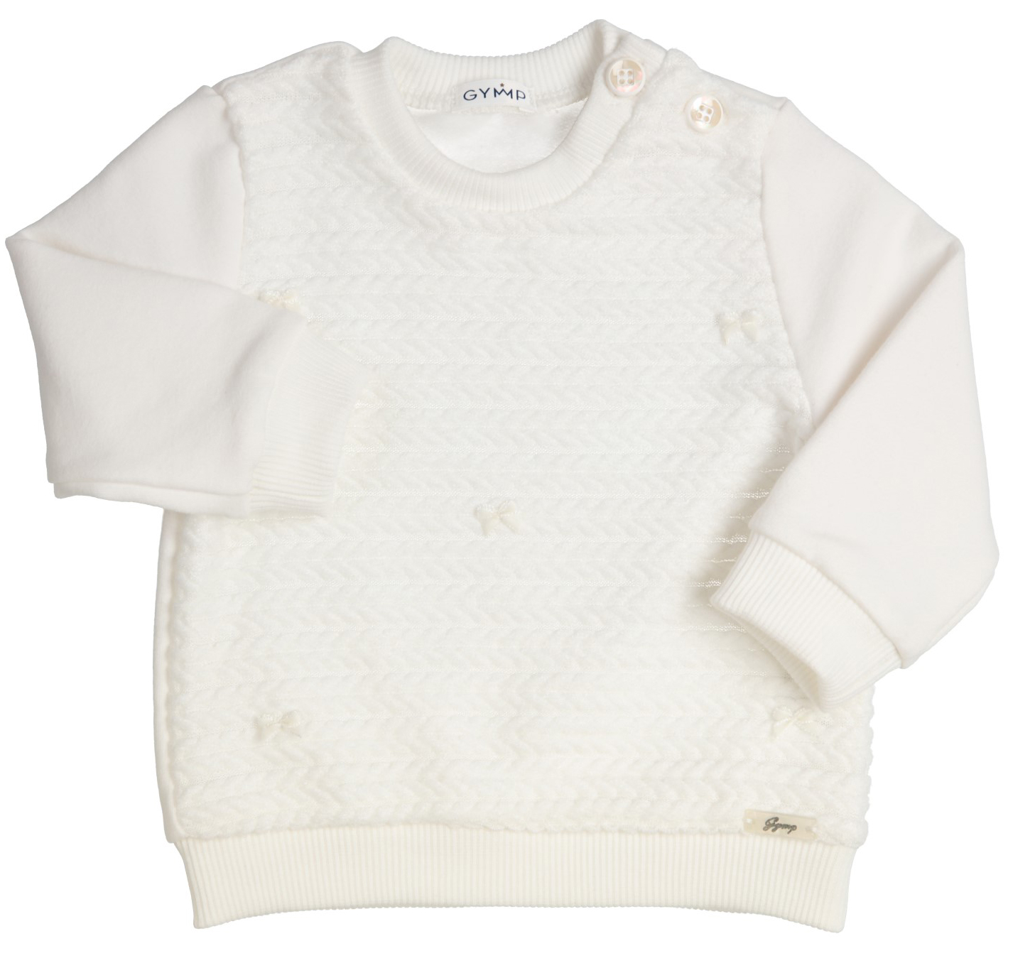 Schlichtes Sweatshirt in Offwhite mit zarten Schleifchen bestickt von GYMP 2793