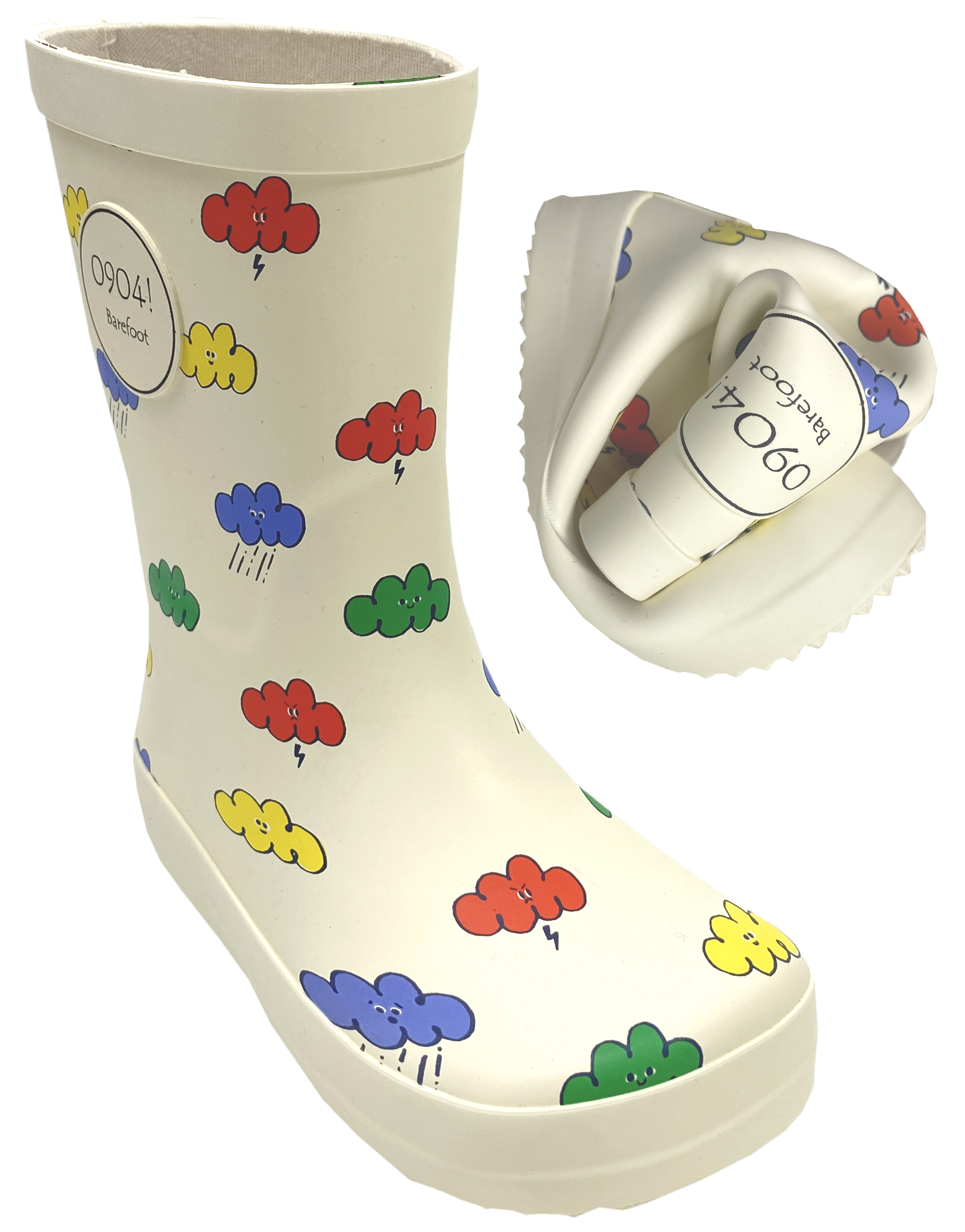 Barfuß Gummistiefel Mittelschaft aus Naturkautschuk von *0904! Barefoot* Wolkendesign