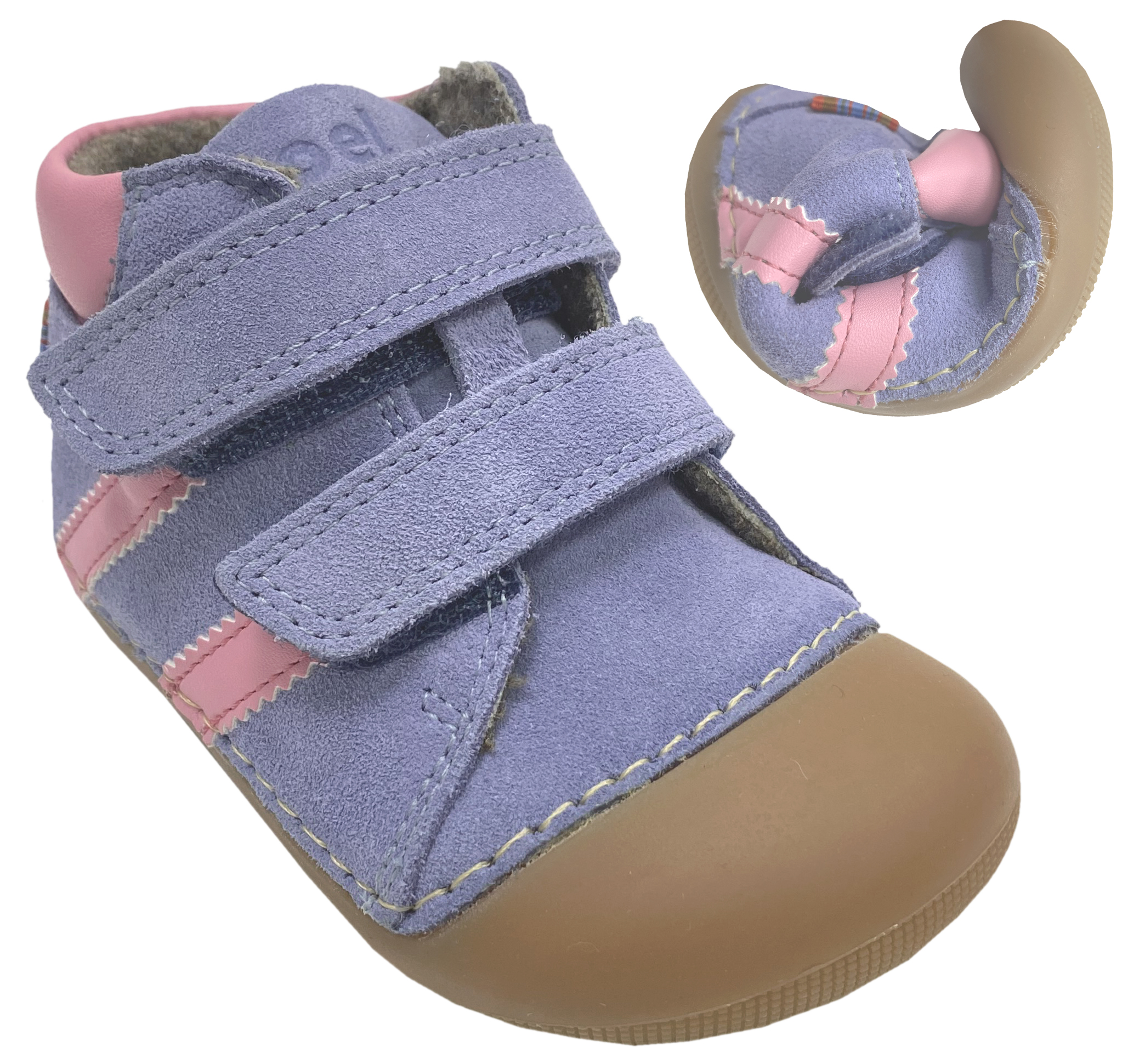 Knautschige Barfußschuhe aus Nubukleder + Merino Wollfutter AUSTIN von KOEL in Lavendel