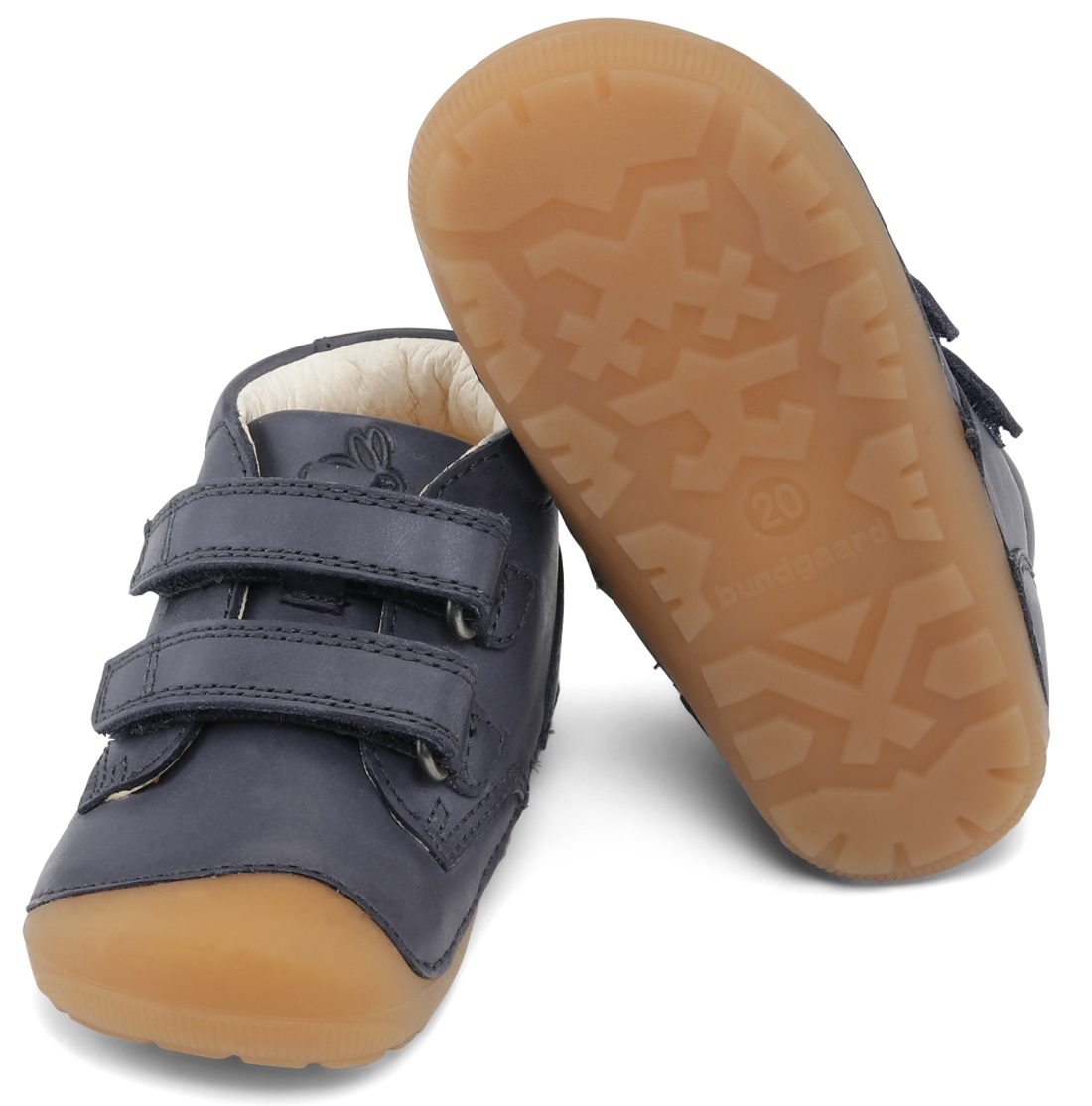 Weiche Leder Halbschuhe mit Klett, Barfußschuhe von BUNDGAARD - Petit - Dunkelblau 101068