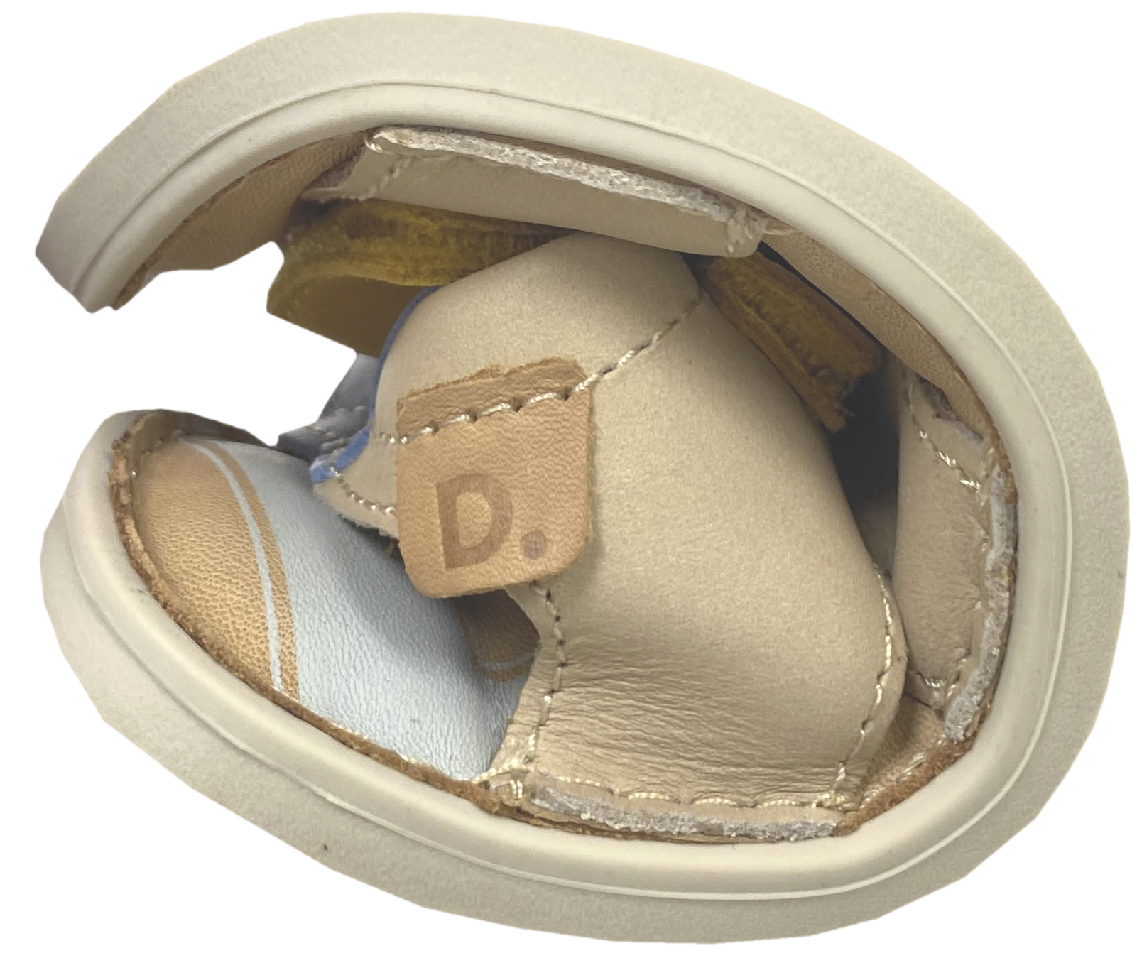 Offene Ledersandale mit Minimalsohle / Barfußsandale in Beige / Gelb von D.D.Step Barefoot 51995