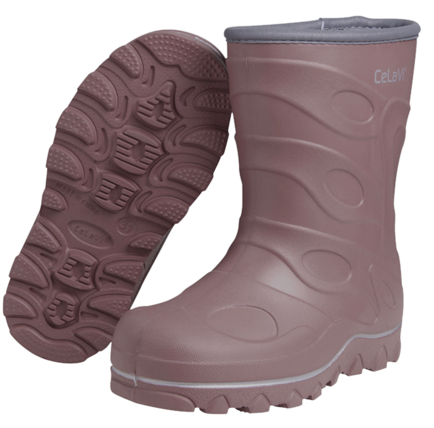 Ultra leichte Thermo Gummistiefel aus PU, in Rosenholz reflektierende Details von CELAVI 320145