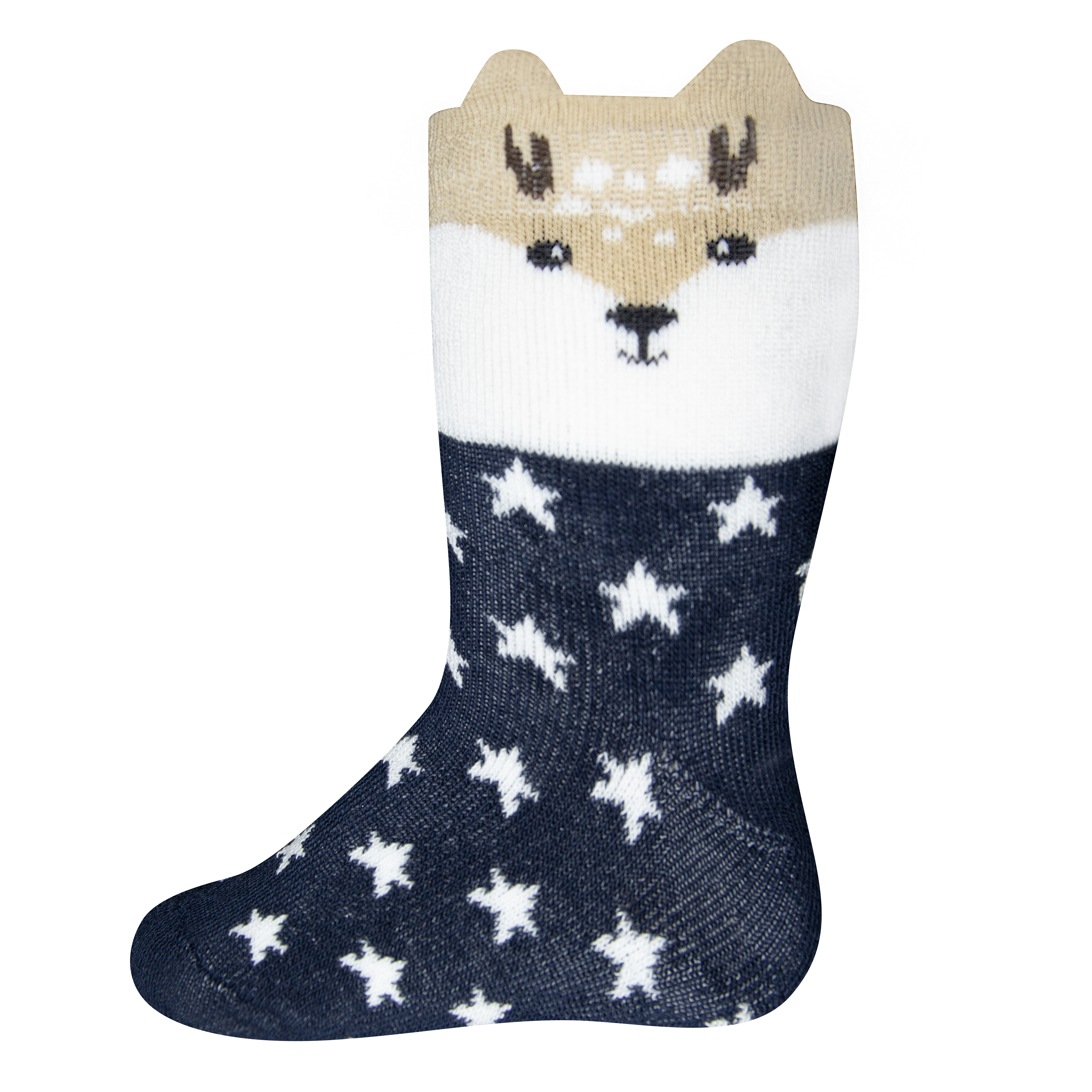 Rutschhemmende Stoppersocke, BW Mix mit Innenfrottee, Softstep Sohle von EWERS Motiv 3D Reh