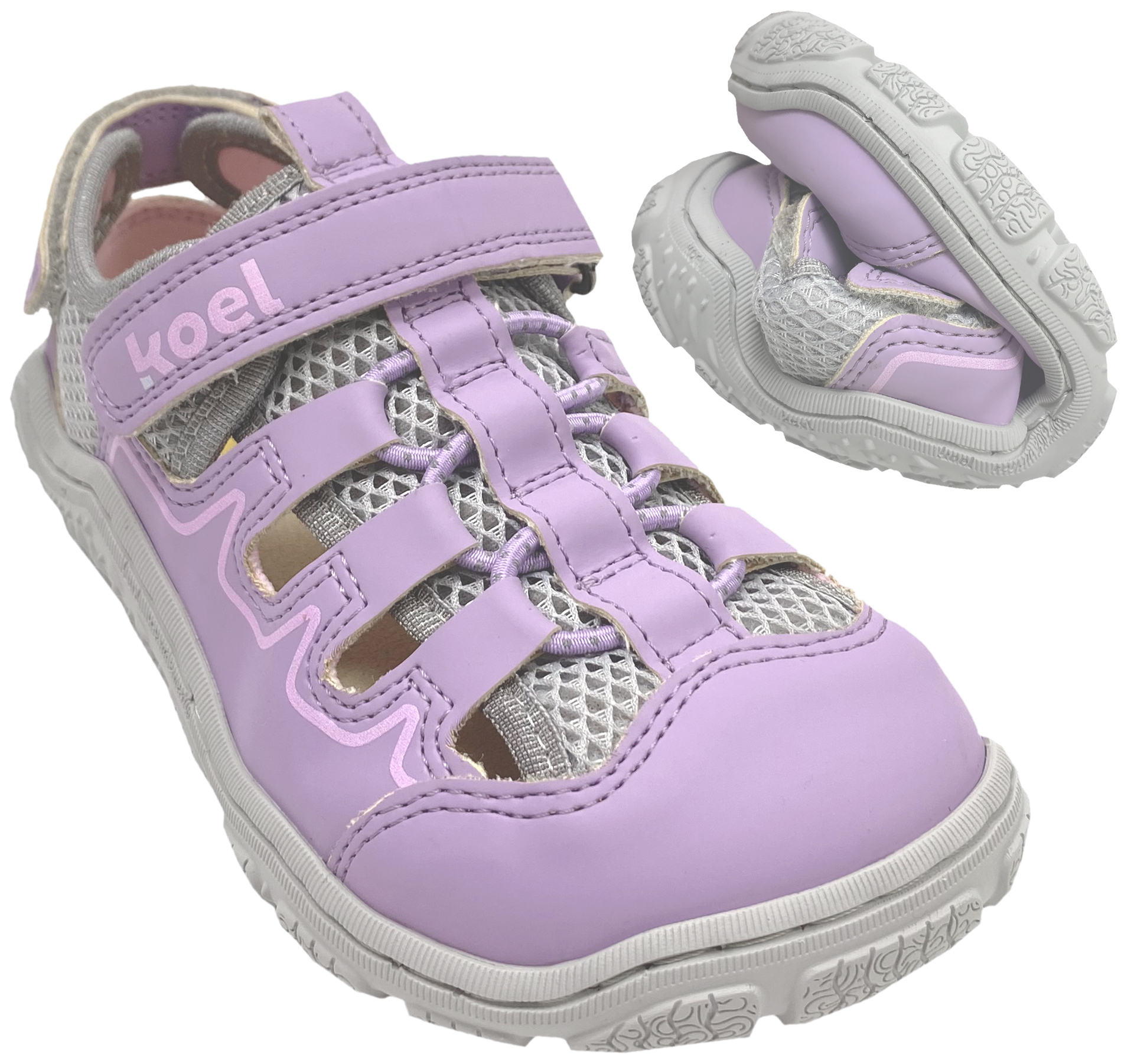 Vegane Trekking Sandale Minimalschuhe von KOEL Barefoot in Lavendel REMI PU 34M008.50H