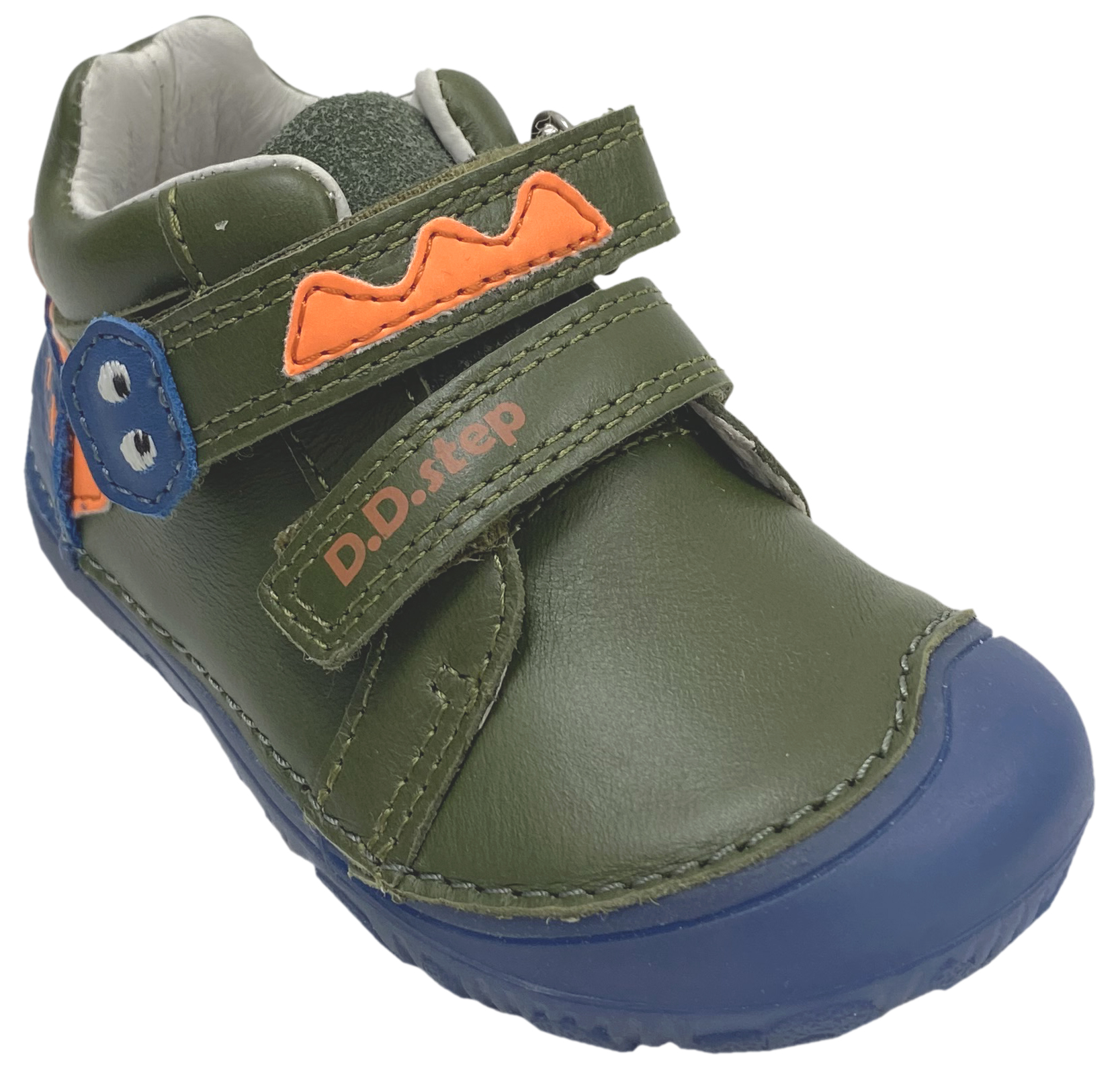 Leder Halbschuhe, knautschige Minimalsohle *GLOW in The Dark* von D.D.Step Barefoot in Khaki Monster