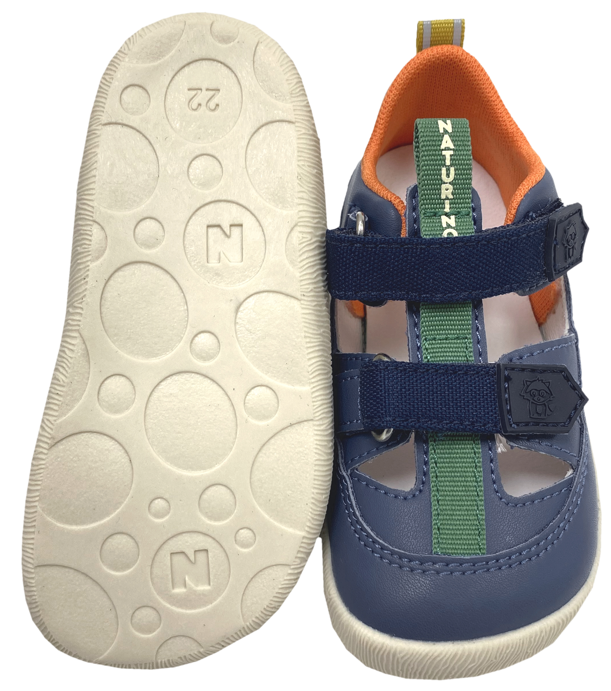 Leder Halbsandale / Barfußschuhe von NATURINO Barefoot Modell GIOMMY in Azur Blau / DKL Blau