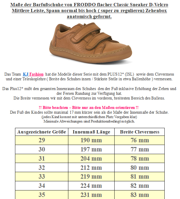 Low Top Sneaker mit Klett, Barfußschuhe aus Terracare Leder in Cognac v. FRODDO G3130201-1