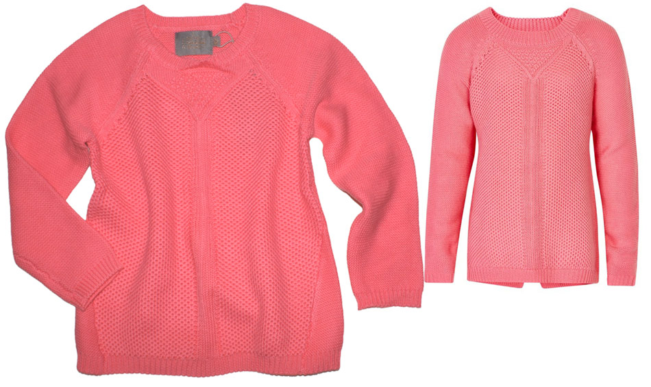 Strickpullover aus reiner BW in Rosa , Coral von CREAMIE Modell ALICIAKNITTED